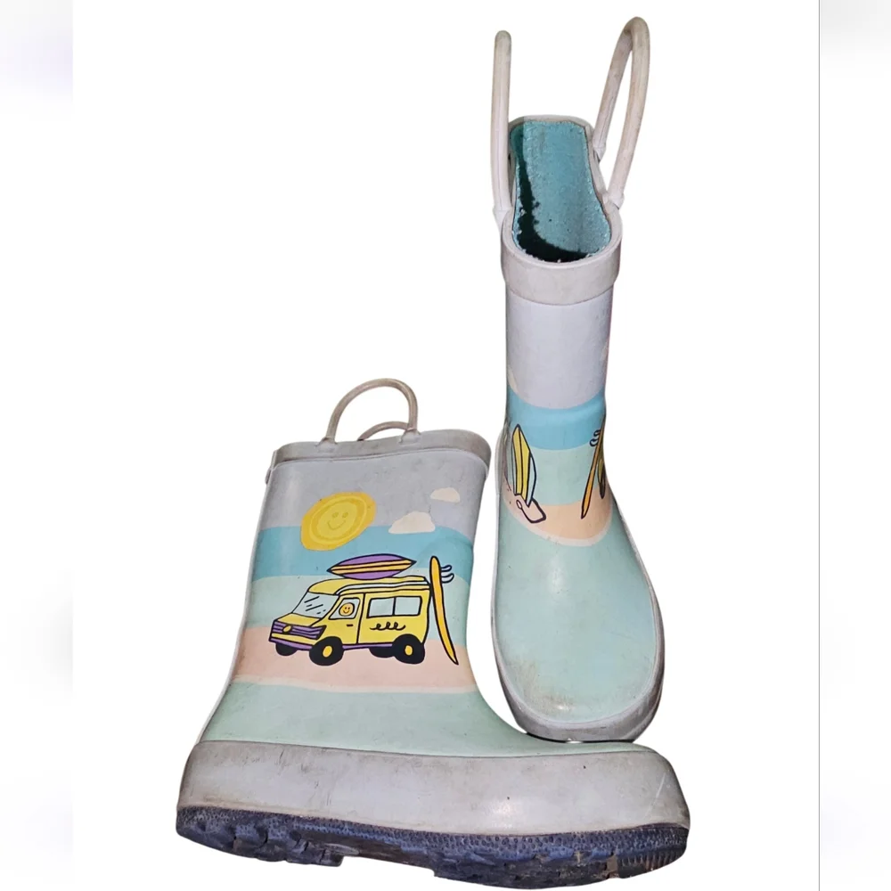 Cat & Jack Surf Van Kids Rain Boots - Blue and White